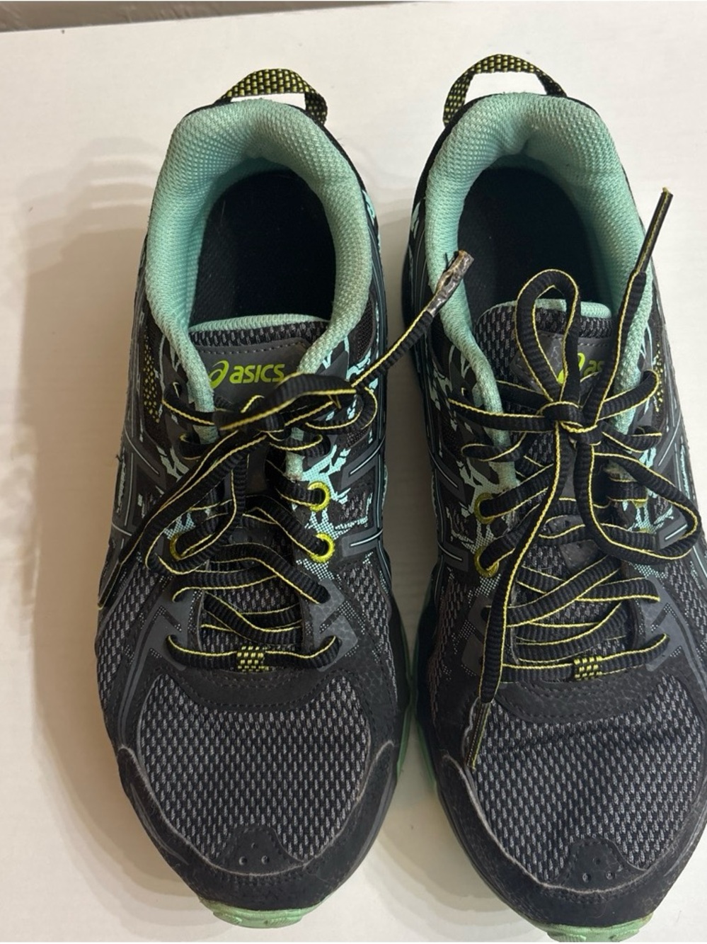 ASICS Black and Mint Athletic Running Shoes for Women